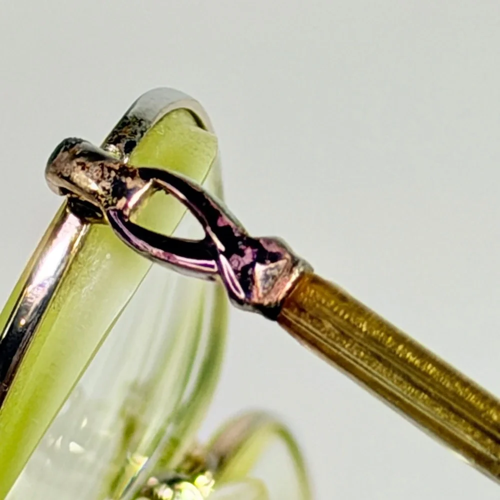 Vintage Gold Oval Metal Eyeglasses Purple Ribbon Detail Librarian Frames